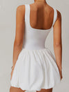 ZASUWA Female Solid color U Collar Backless 2 in 1 Pleated Tennis Dress