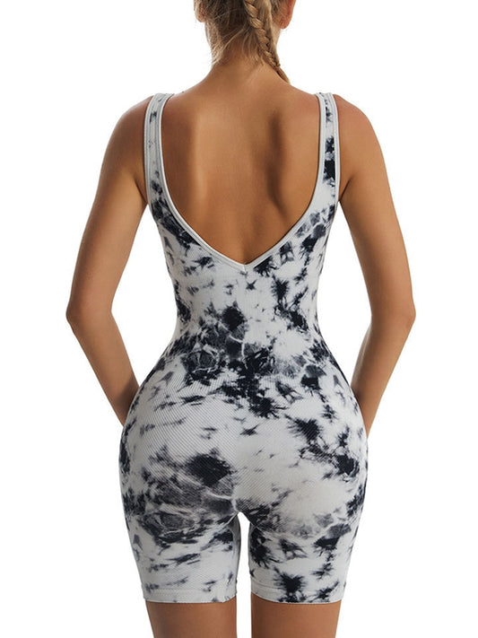 ZASUWA Female Backless Hot Tie-dye Romper