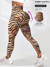 ZASUWA Female Tiger Print High-waisted Hip-lift Leggings