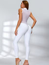 ❤ZASUWA Female Sexy Sheer Mesh Back Deep V Back Scrunch Bum Zipper Jumpsuit