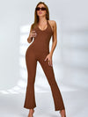 ZASUWA Female Halter Split Flare Jumpsuit