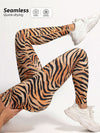 ZASUWA Female Tiger Print High-waisted Hip-lift Leggings