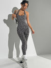 ZASUWA Female Sexy Fashion Leopard Print Hollow Out Backless Jumpsuit