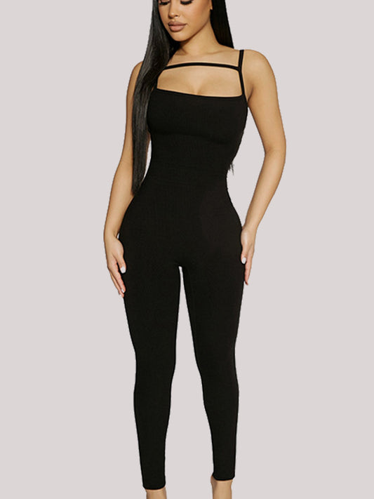 ZASUWA Female Backless U Collar Hollow Out Hip-lift Jumpsuit