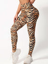 ZASUWA Female Tiger Print High-waisted Hip-lift Leggings