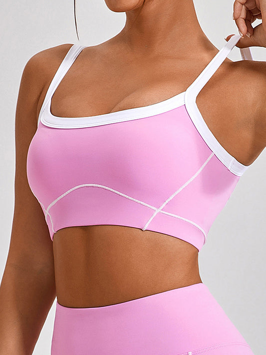 ZASUWA Female Contrast Color Shockproof U Collar Sports Bras