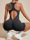 ZASUWA Female Denim Scrunch Bum Hollow Out Frosted Nude Sensation Backless Romper