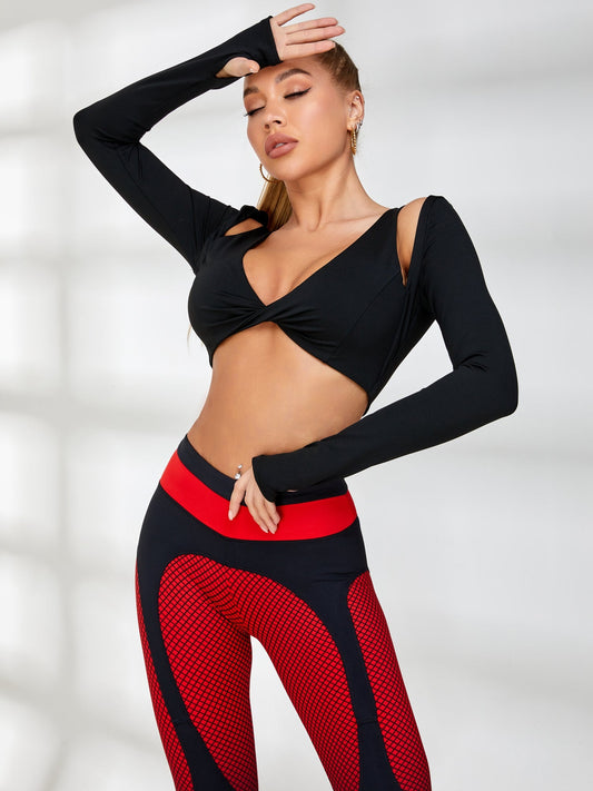 ❤ZASUWA Female Pop Style Contrast Color Unique Twist With Pads Tracksuit