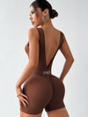 ZASUWA Female Sexy Deep V-shaped Waist Backless Hip-lift Elastic Tight Scrunch Bum Romper