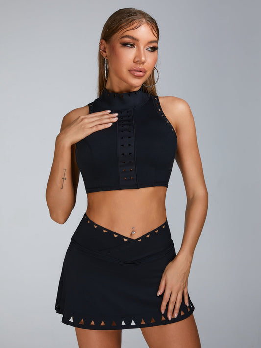 ZASUWA Female Cutout V Shape Waist Backless Skirt Suit