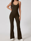 ZASUWA Female Cross Back Flare Ribbed Jumpsuit