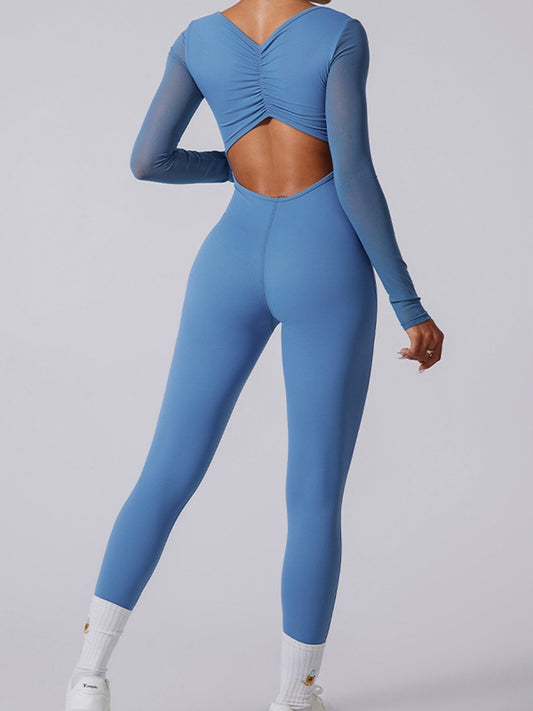 ZASUWA Female Sexy Mesh  Backless Jumpsuit