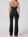 ZASUWA Female Cross Back Flare Ribbed Jumpsuit