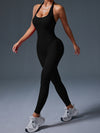 ZASUWA Female Ribbed Backless Halter Scrunch Bum Jumpsuit