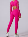 ZASUWA Female Sexy Mesh  Backless Jumpsuit