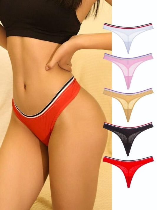 ZASUWA Female Trendy Stripe T-back Fitness Thong