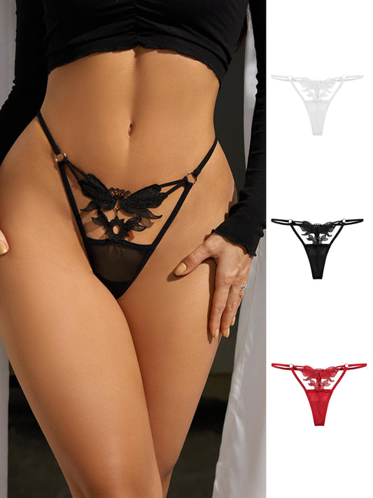 ZASUWA Female Hollow Flower Shape Mesh Panties